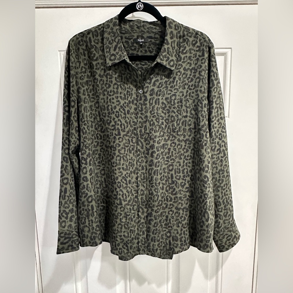 Rails Olive and Black Cheetah Print Blouse
